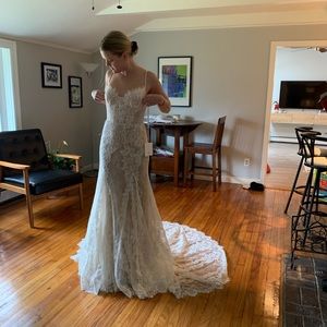 Anthropologie Wedding Dress - Watters Alessandra Lace 65105R Size 2 Ivory Nude